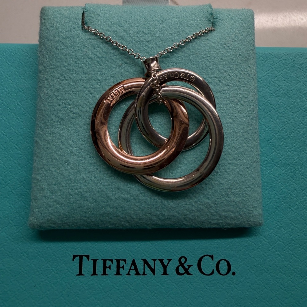Tiffany & Co. Silver and Rose Gold Triple Circle Necklace